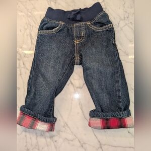 Gymboree Dark Blue Jeans with Red Plaid Cuffs Baby Boys 6-12 Months